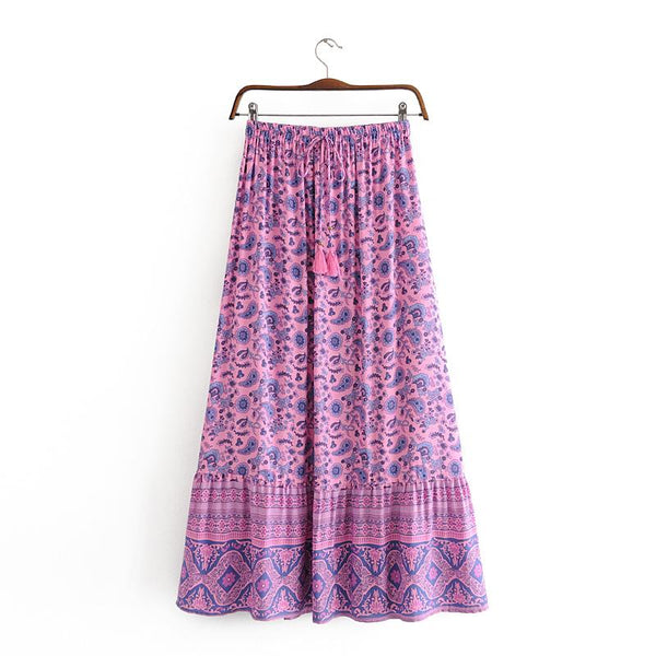Boho Skirt, Hippie Skirts, Maxi Skirt, Paisley in Purple Iris