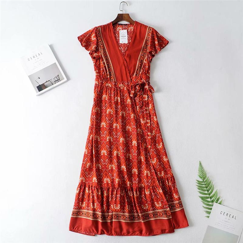 Maxi Boho Red Slit Dress / M / Red Maxi Boho Red Slit Dress / M / Red