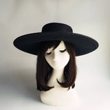 Boho Hat, Sun Hat, Beach Hat, Wide Brim Black Straw Hat, Willow - Wild Rose Boho