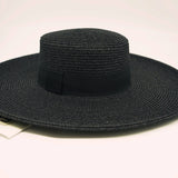 Boho Hat, Sun Hat, Beach Hat, Wide Brim Black Straw Hat, Willow - Wild Rose Boho