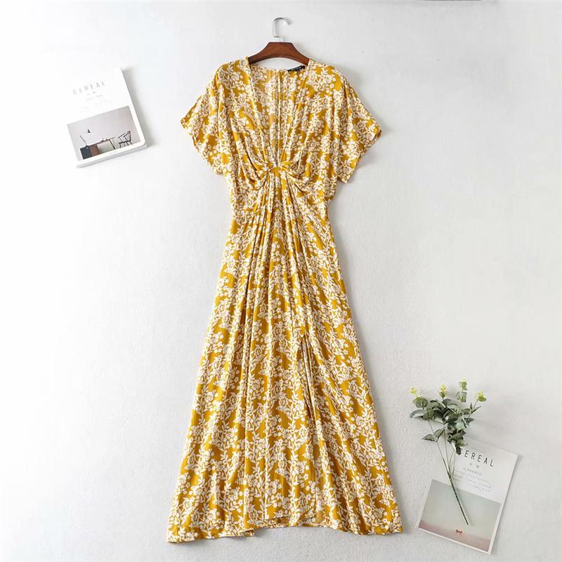 Maxi Dress, Boho Dress, Sundress, Wild Floral Vintage Oroslavje in Yellow Mustard - Wild Rose Boho