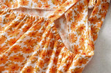 Boho 2 Piece Set, Matching Crop Top and Mini Skirt, Wild Boho Daisy in Saffron Orange - Wild Rose Boho