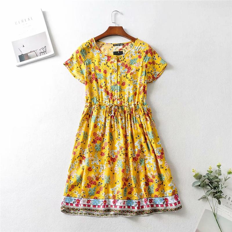 Mini Dress, Boho Dress, Sundress, Wild Floral in Yellow Ducky - Wild Rose Boho
