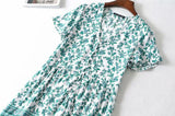 Boho Mini Dress Sundress, Wild Floral Fresh Green Mint