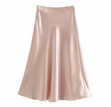 Boho 2 Piece Set, Matching Crop Top and Skirt, Glam Satin White, Black and Pink - Wild Rose Boho