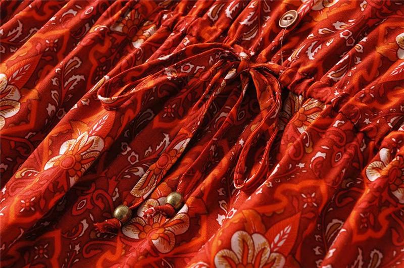 Mini Dress, Boho Dress, Strappy, Sundress, Indian Red - Wild Rose Boho