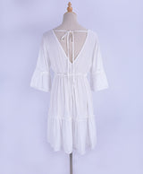 Mini Dress, Beach Dress, White Tunic Linda - Wild Rose Boho
