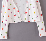 Boho 2 Piece Set, Matching Cardigan and Dress, White Mix Fruit - Wild Rose Boho