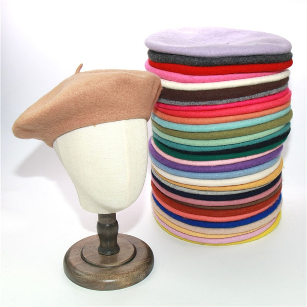 Boho Hat, Beret Hat, Artist Beanie Hat in Black, Beige and 28 colors - Wild Rose Boho