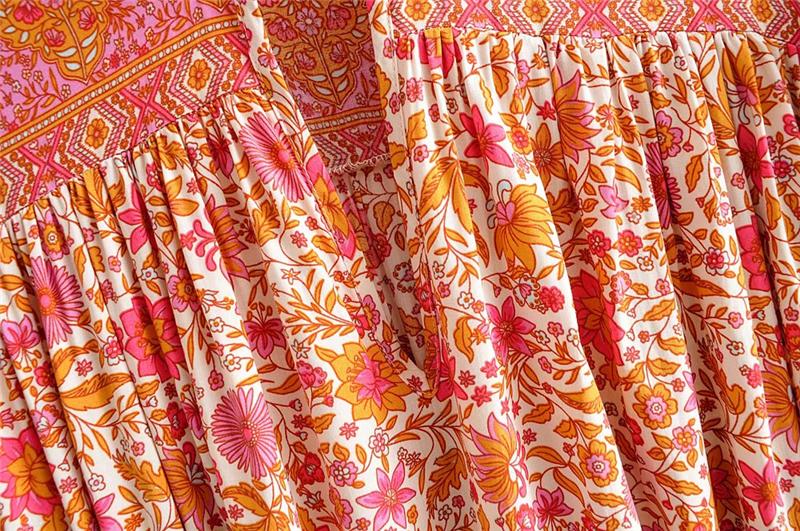 Boho Mini Dress, Sundress, Tunic Dress, Indian Flower in Pink, and Black pink / M Boho Mini Dress, Sundress, Tunic Dress, Indian Flower in Pink, and Black pink / M