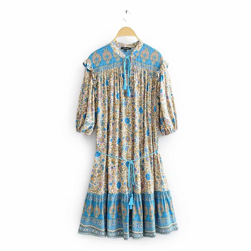 Boho Mini Dress, Sundress, Tunic Dress, Indian Flower in Pink, and Bla ...