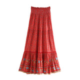 Boho Skirt, Hippie Skirts, Maxi Skirt, Red Crimson