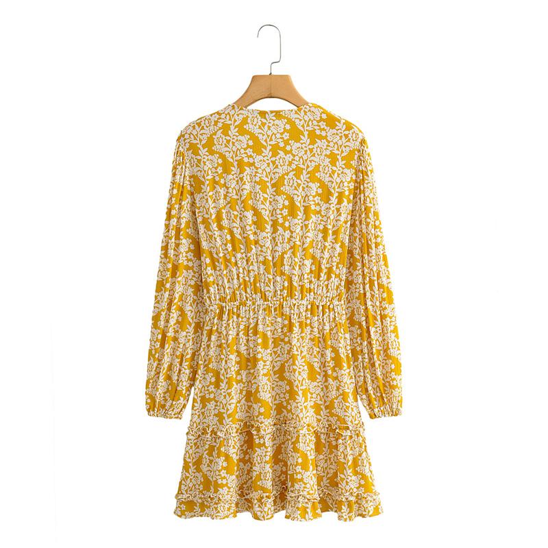 Mini Dress, Boho Dress, Sundress, Wild Floral Vintage Oroslavje Yellow - Wild Rose Boho