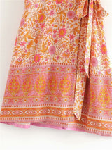 Mini Dress, Boho Dress, Sundress, Indian Flower in Pink - Wild Rose Boho