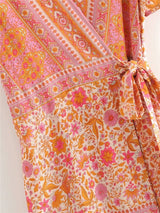 Mini Dress, Boho Dress, Sundress, Indian Flower in Pink - Wild Rose Boho