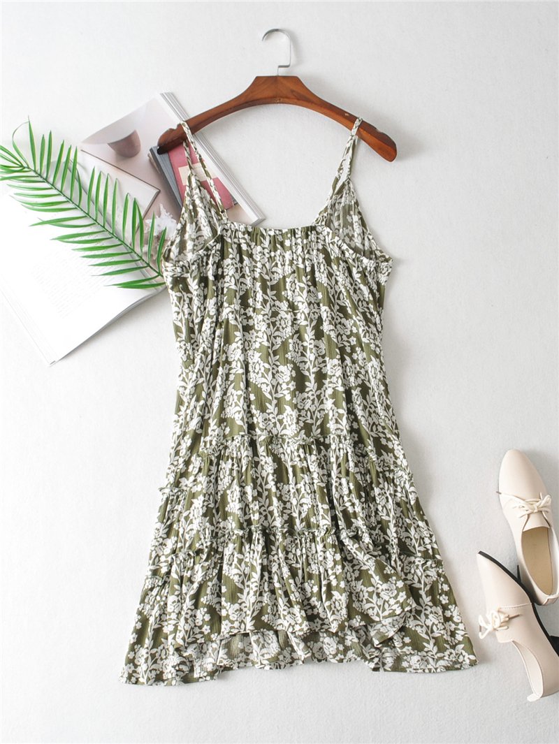 Mini Dress, Boho Dress, Sundress, Vintage Oroslavje in Moss Green - Wild Rose Boho