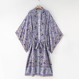 Boho Robe, Kimono Robe, Feather Paisley in Purple - Wild Rose Boho