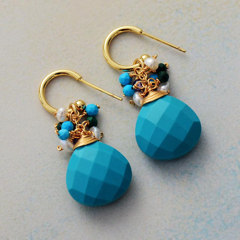 Boho Earrings, Dangle Earrings, Blue Amazonite, Celebrate - Wild Rose Boho