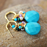 Boho Earrings, Dangle Earrings, Blue Amazonite, Celebrate - Wild Rose Boho