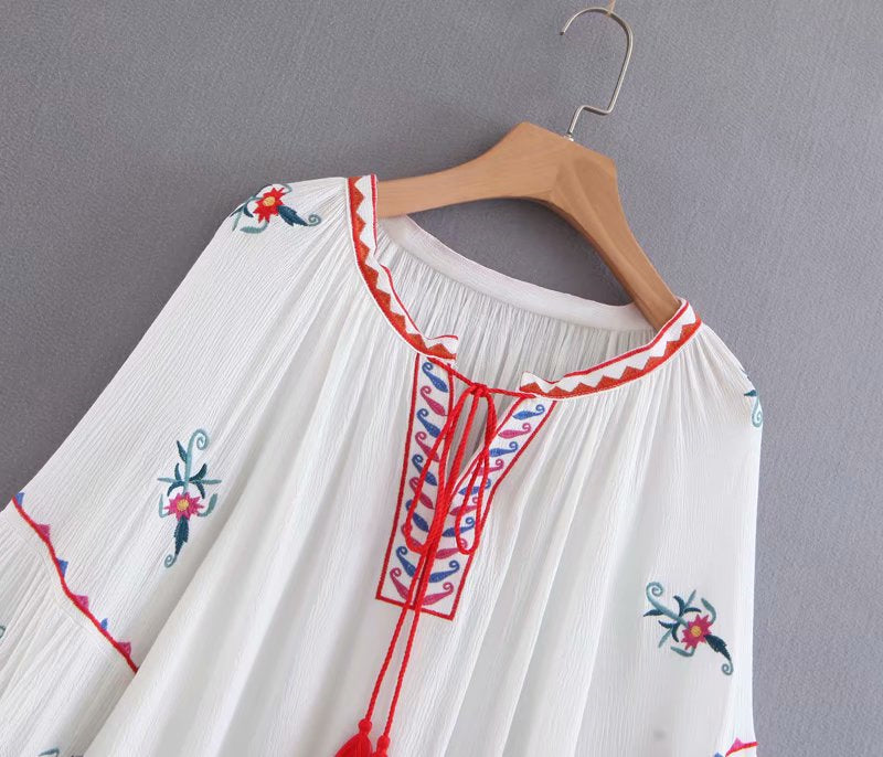 Boho Tops for Women, Boho Tops for Women, Boho Blouse, Embroidery Cotton in  Red