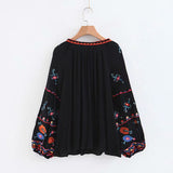 Boho Blouse, Embroidery Cotton in Navy, Red, White and Black - Wild Rose Boho