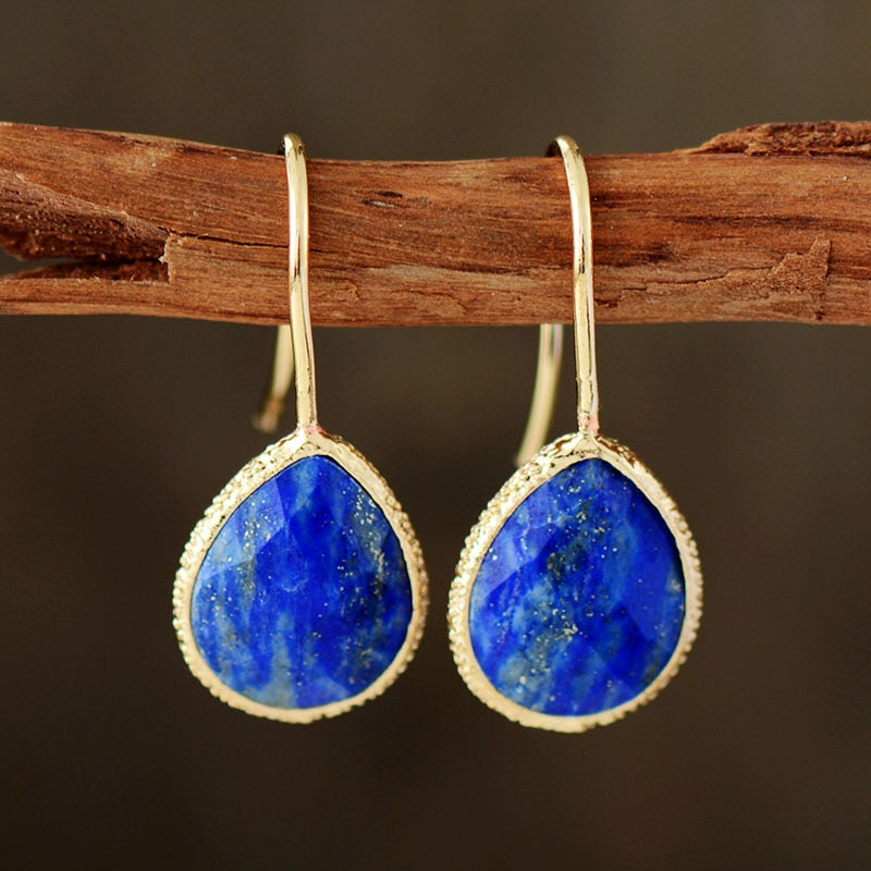 Boho Earrings, Dangle Earrings, Cute Elegant Blue Amazonite - Wild Rose Boho