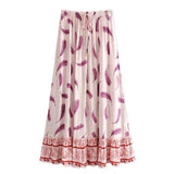 Boho Skirt, Maxi Skirt, Feather in Pink - Wild Rose Boho