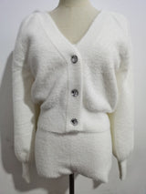 Autumn Winter 2 Piece Set, Matching Jacket and Mini Skirt, Furry Vintage Winter in Show White - Wild Rose Boho