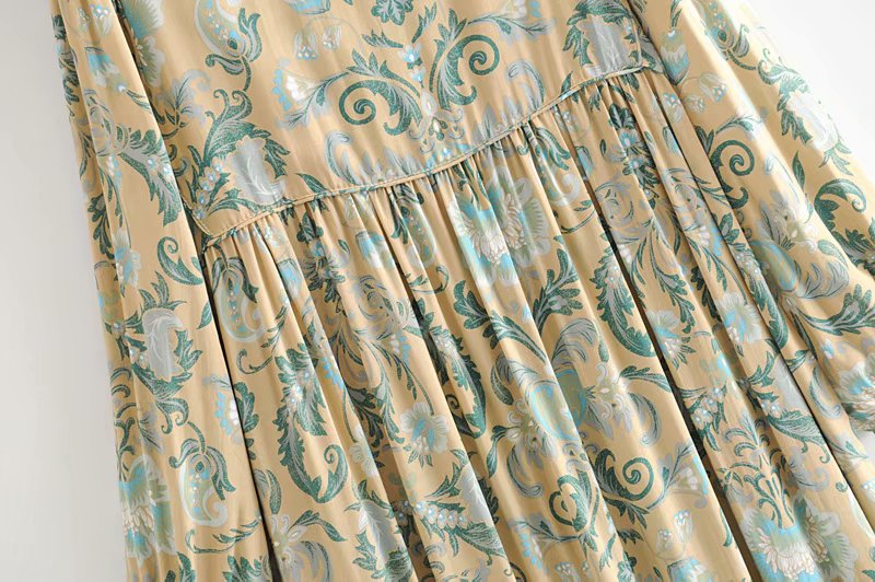 Gown Dress, Boho Maxi Dress, Loose Dress, Green and Copper Anna Vintage Rose 02 / S Gown Dress, Boho Maxi Dress, Loose Dress, Green and Copper Anna Vintage Rose 02 / S