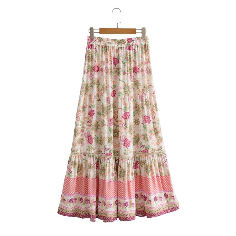 Boho Skirt, Maxi Skirt, Pink India Rose - Wild Rose Boho