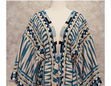 Boho Robe, Cover Up, Blue Brick Tribal Gown - Wild Rose Boho