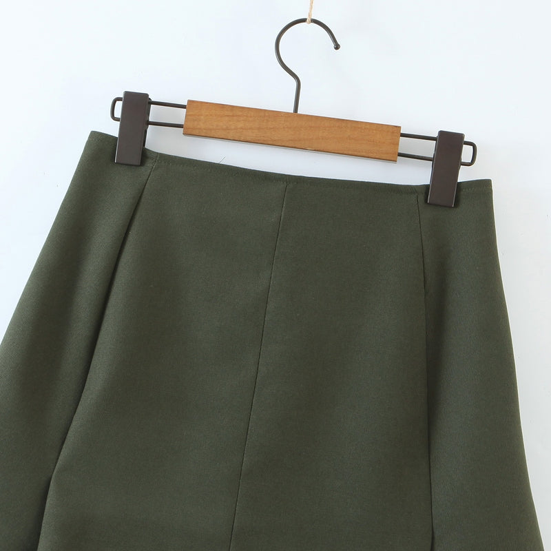 Vintage 2 Piece Set, Matching Crop Blazer and Mini Skirt, Mia Army Green - Wild Rose Boho