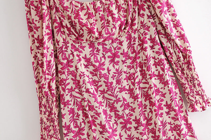 Boho Mini Dress Off  Shoulder Sundress, Pink Orchid