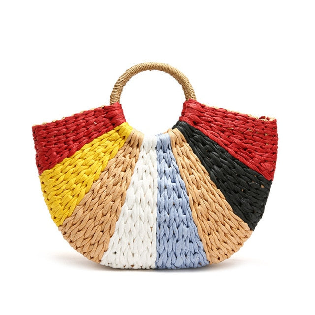 Boho Bag, Woven Rope Handbag, Alba Yellow Blue - Wild Rose Boho