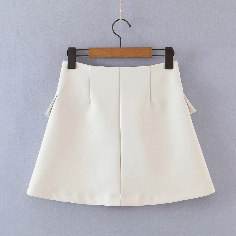 Vintage 2 Piece Set, Matching Crop Blazer and Mini Skirt, Charlotte in White Ivory - Wild Rose Boho