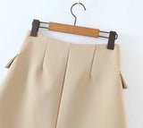 Vintage 2 Piece Set, Matching Crop Blazer and Mini Skirt, Charlotte in Fawn Beige - Wild Rose Boho