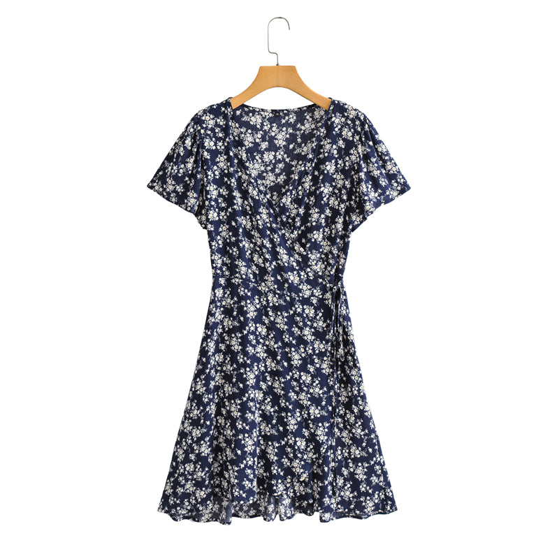 Midi Dress, Boho Dress, Little Flower in Navy - Wild Rose Boho