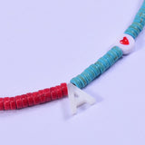 Boho Personalized Custom Necklace, Shell  Choker, White Pearl Letter & Heart