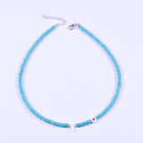 Boho Personalized Custom Necklace, Shell  Choker, White Pearl Letter & Heart