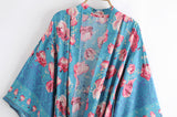 Boho Robe, Kimono Robe, Blue Rosa - Wild Rose Boho
