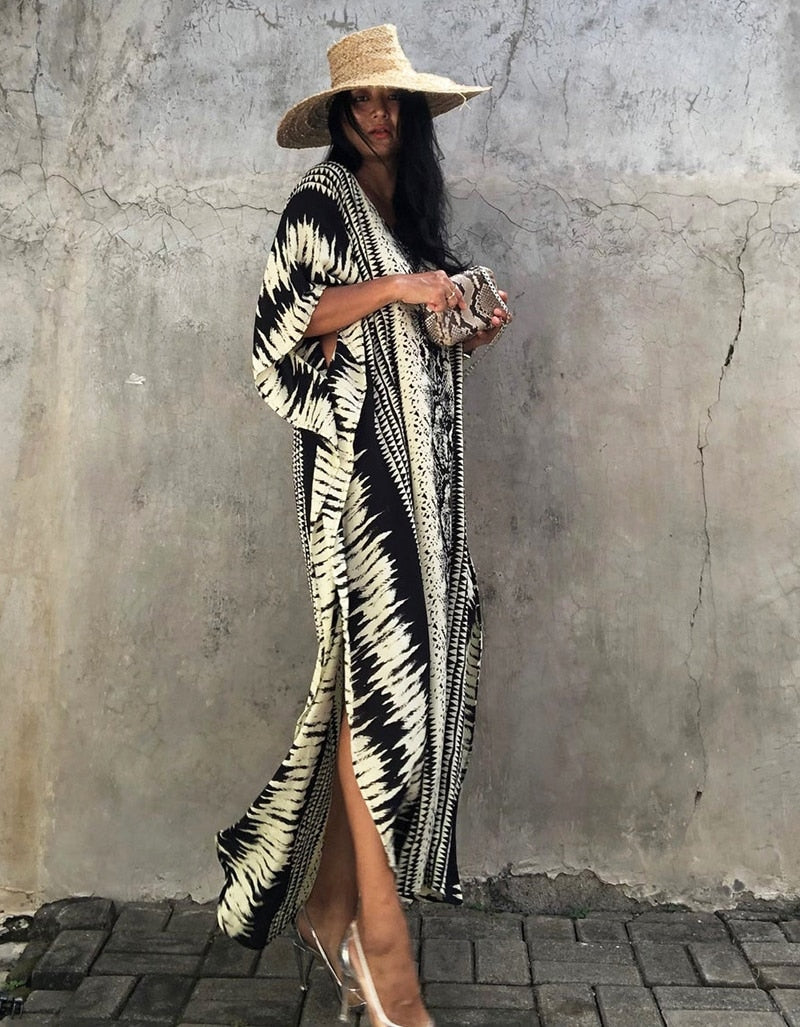 Beach Dress, Cover Up Dress,, Kaftan Dress, Black Tie Dye Print Beach Dress, Cover Up Dress,, Kaftan Dress, Black Tie Dye Print