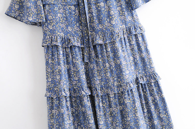 Midi Dress, Boho Dress, Blue Starflower - Wild Rose Boho