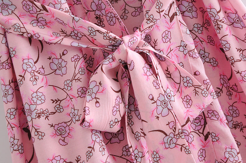 Boho Robe, Kimono Robe, Pink Susan Vine - Wild Rose Boho