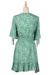 Mini Dress, Boho Dress, Sundress, Jasmine Green - Wild Rose Boho