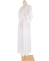 Beach Dress, Cover Up, Boho Robe, Irma Gypsy in White and Green - Wild Rose Boho