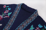 Beach Robe, Boho Robe, Embroidered Navy Floral Robe - Wild Rose Boho