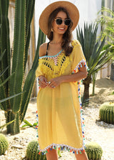 Midi Dress, Beach Dress, Cover Up, White & Yellow Shunshine - Wild Rose Boho