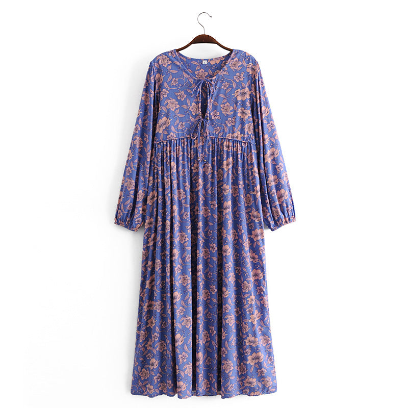 Gown Dress, Boho Maxi Dress, Loose Dress, Dwarf Purple Iris blue / M Gown Dress, Boho Maxi Dress, Loose Dress, Dwarf Purple Iris blue / M