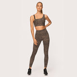 Yoga Set, Yoga Legging, Printed Workout Set Top and Legging, leopard in Grey and Brown