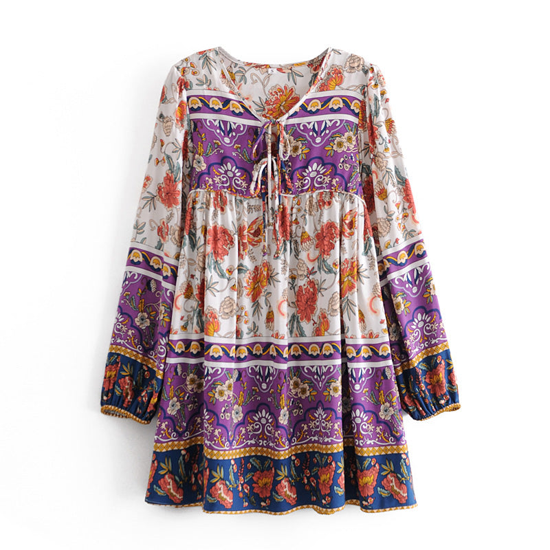 Mini Dress, Boho Dress, Gerbil in Purple - Wild Rose Boho